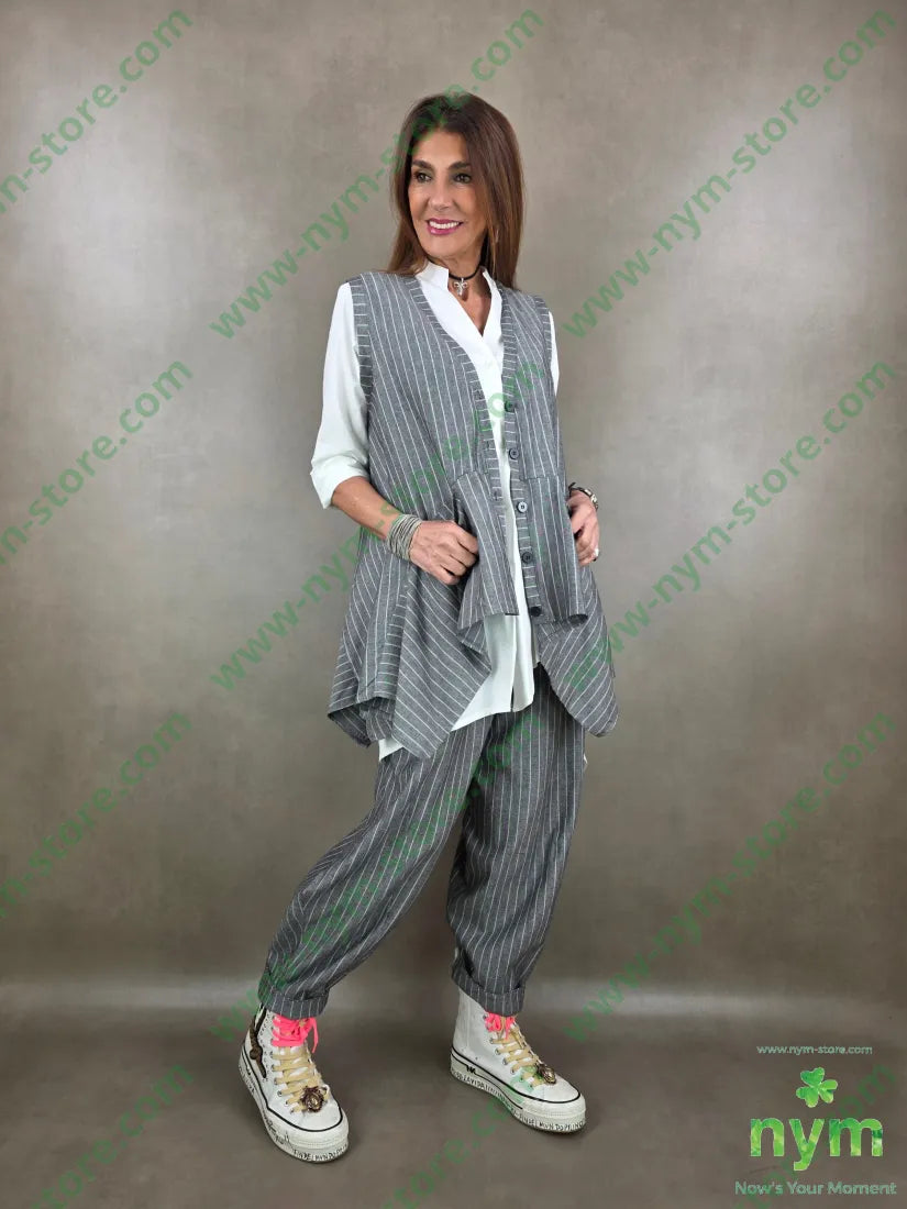 gilet misto lino gessato 55li45vi - U / GRIGIO C. / PE26 - CAPOSPALLA