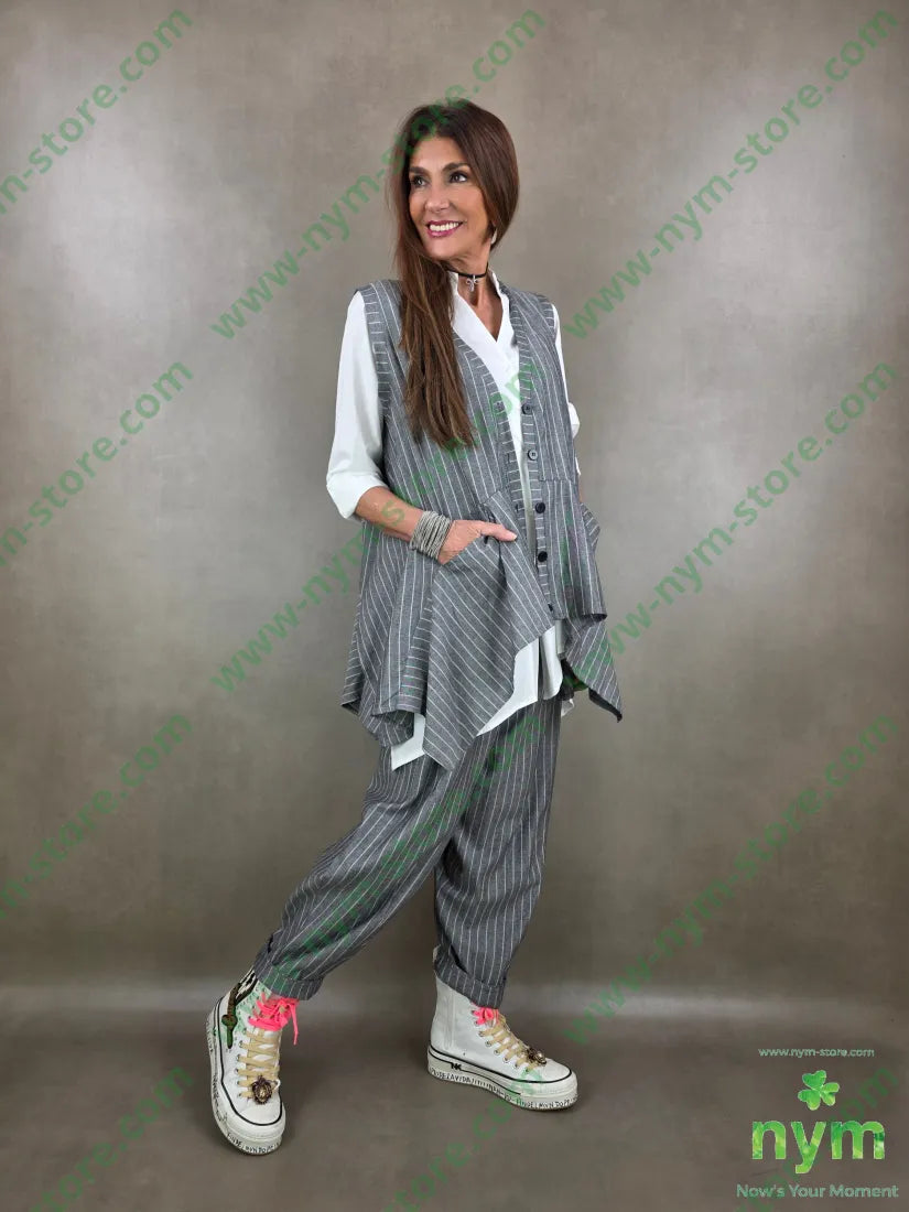 gilet misto lino gessato 55li45vi - U / GRIGIO C. / PE26 - CAPOSPALLA