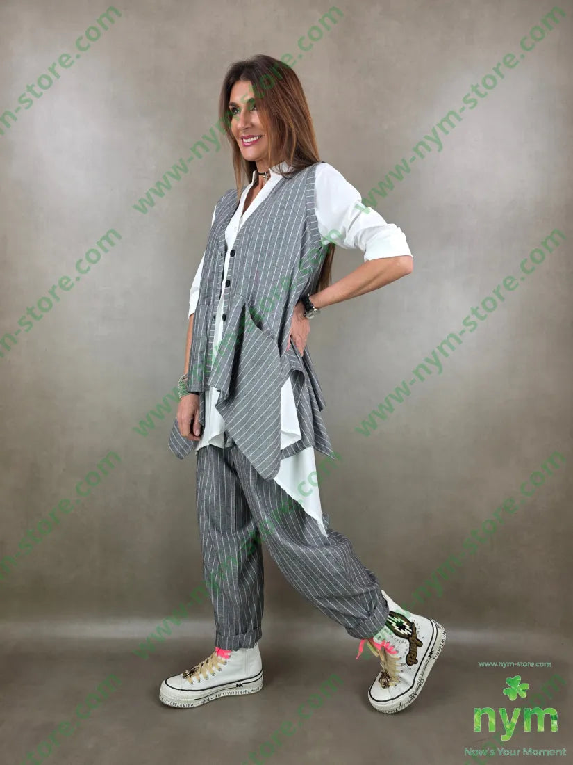 gilet misto lino gessato 55li45vi - U / GRIGIO C. / PE26 - CAPOSPALLA