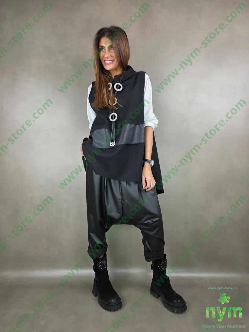 gilet panno ed ecopelle 65ny30ac5ea U / NERO / AI25 CAPOSPALLA