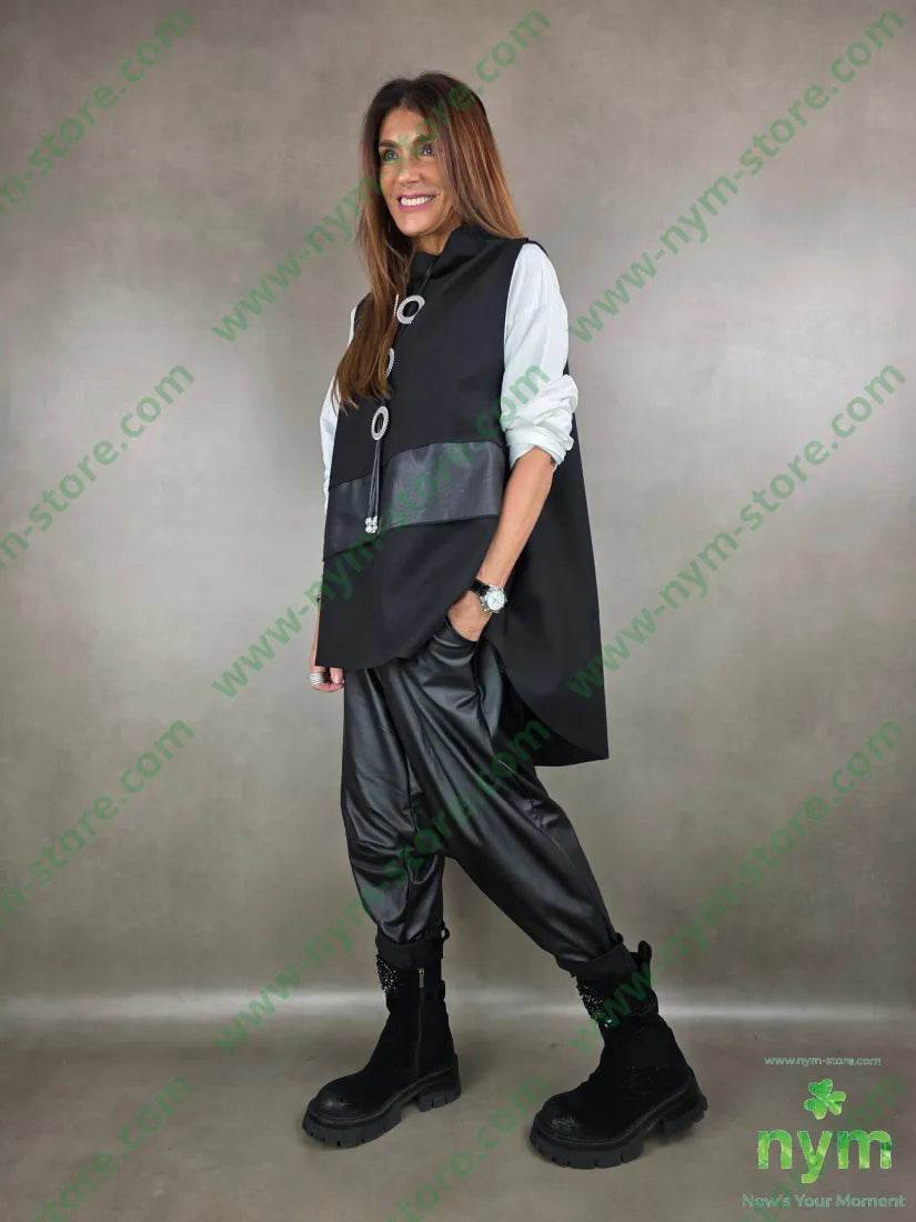 gilet panno ed ecopelle 65ny30ac5ea U / NERO / AI25 CAPOSPALLA