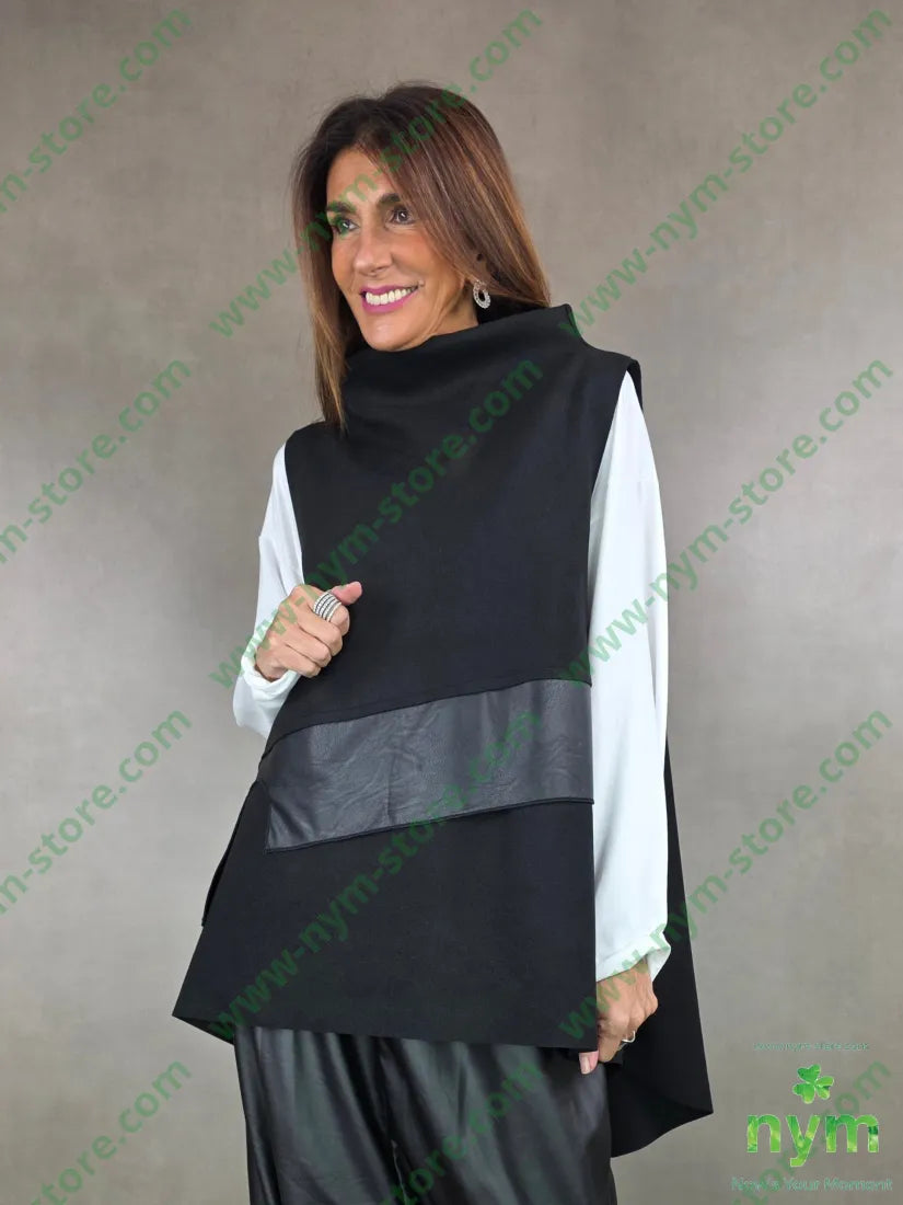 gilet panno ed ecopelle 65ny30ac5ea U / NERO / AI25 CAPOSPALLA