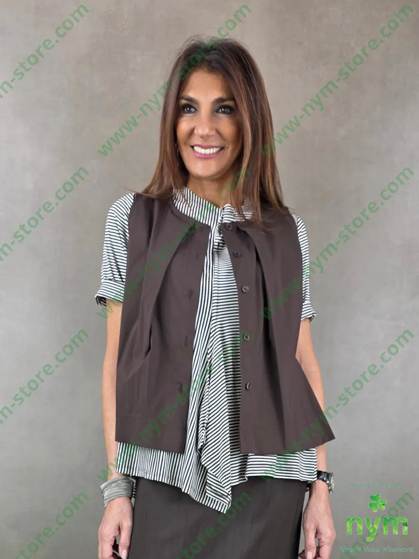 gilet popeline con sormonto 100co - U / MARRONE / PE26 - CAPOSPALLA