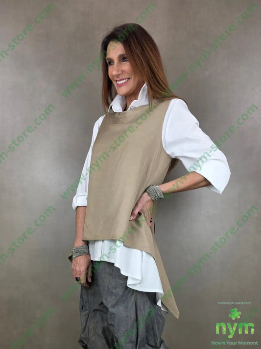 gilet scollato dietro 77vi23li U / CAMMELLO / PE26 CAPOSPALLA
