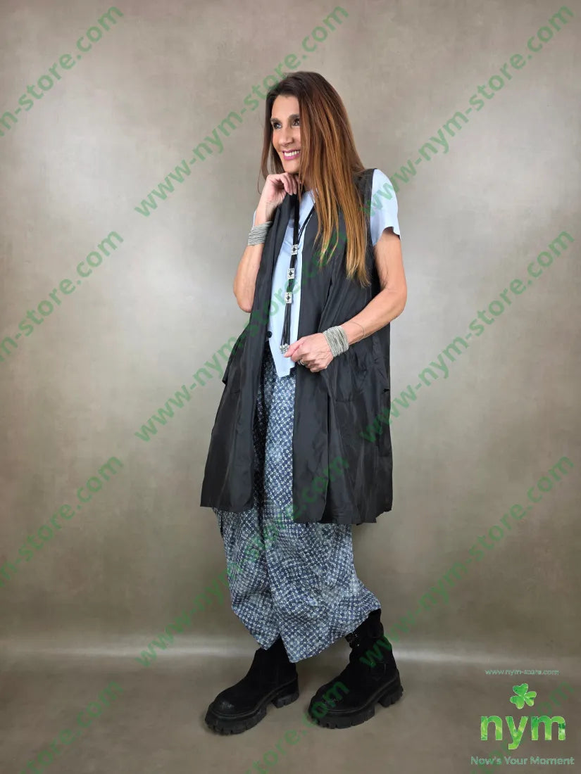 gilet taffeta lungo 100pl U / NERO / PE26 CAPOSPALLA