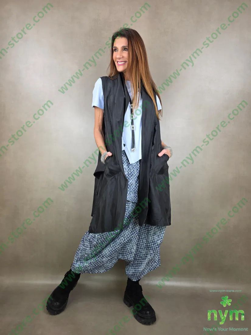 gilet taffeta lungo 100pl U / NERO / PE26 CAPOSPALLA