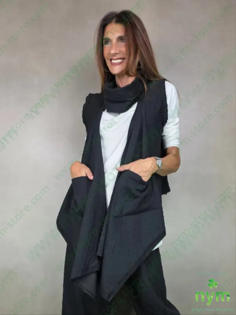 gilet tessuto a maglia 53pl45co1ea U / NERO / AI25 CAPOSPALLA