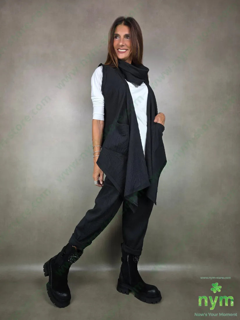 gilet tessuto a maglia 53pl45co1ea U / NERO / AI25 CAPOSPALLA