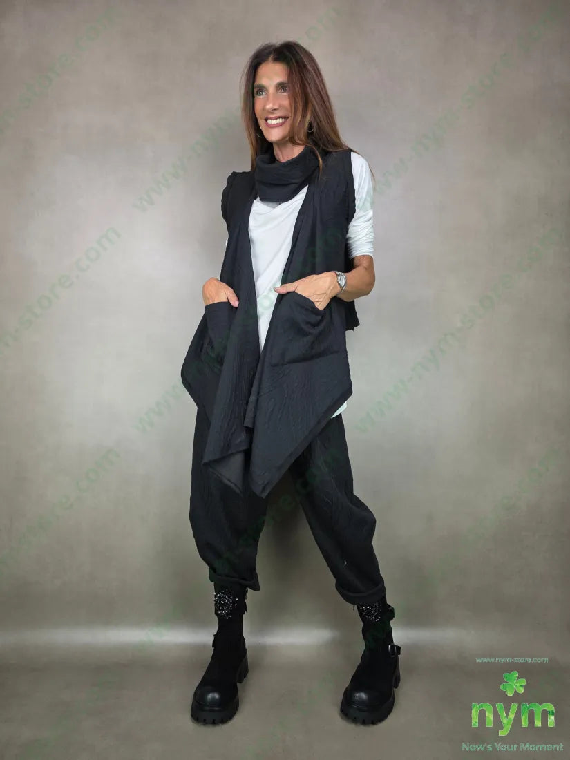 gilet tessuto a maglia 53pl45co1ea U / NERO / AI25 CAPOSPALLA