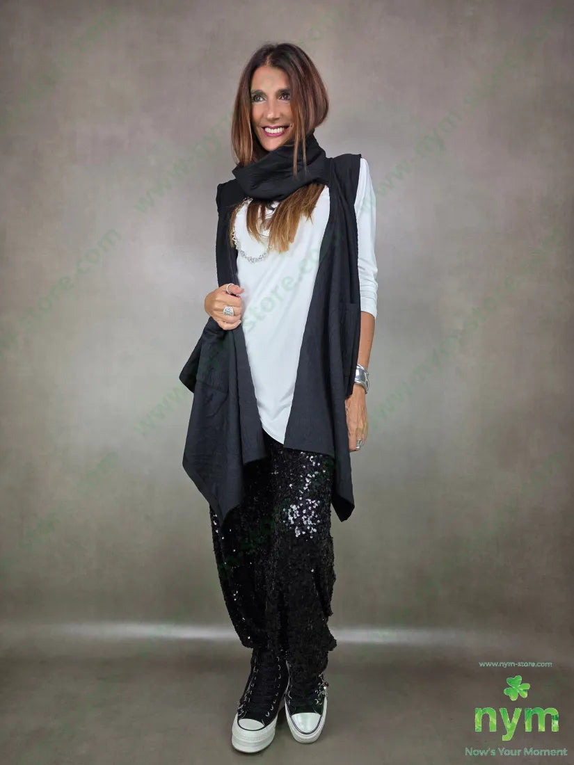 gilet tessuto a maglia 53pl45co1ea U / NERO / AI25 CAPOSPALLA