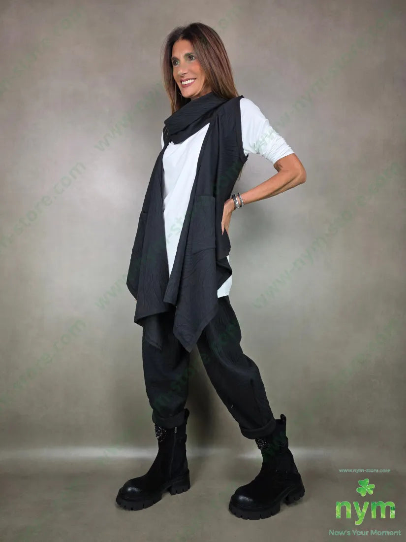 gilet tessuto a maglia 53pl45co1ea U / NERO / AI25 CAPOSPALLA