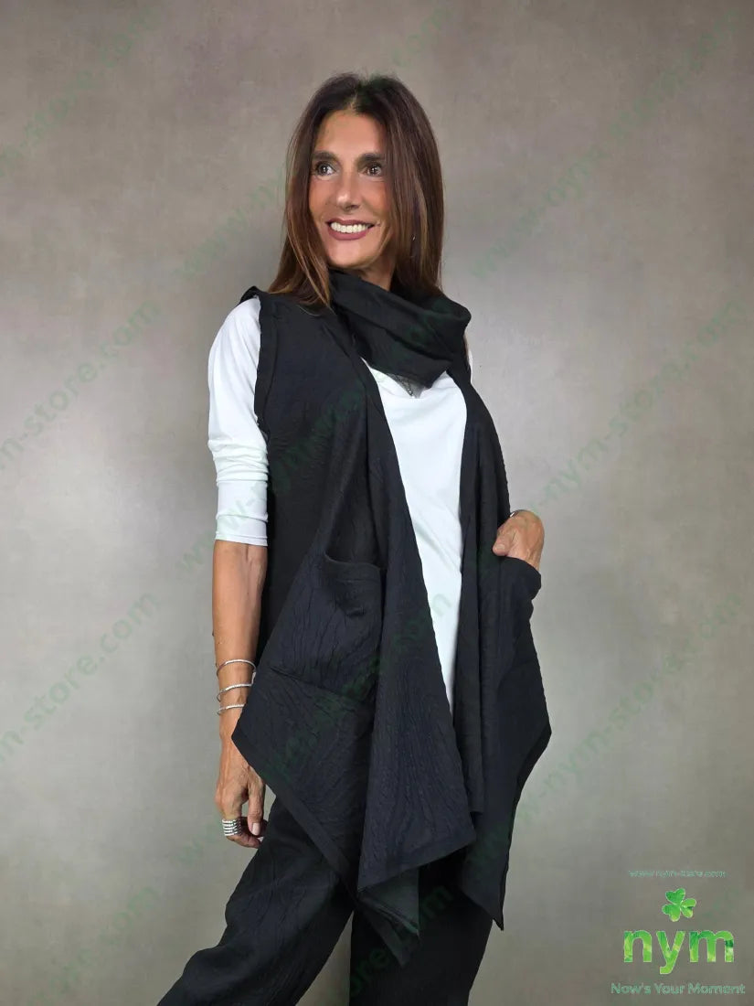 gilet tessuto a maglia 53pl45co1ea U / NERO / AI25 CAPOSPALLA