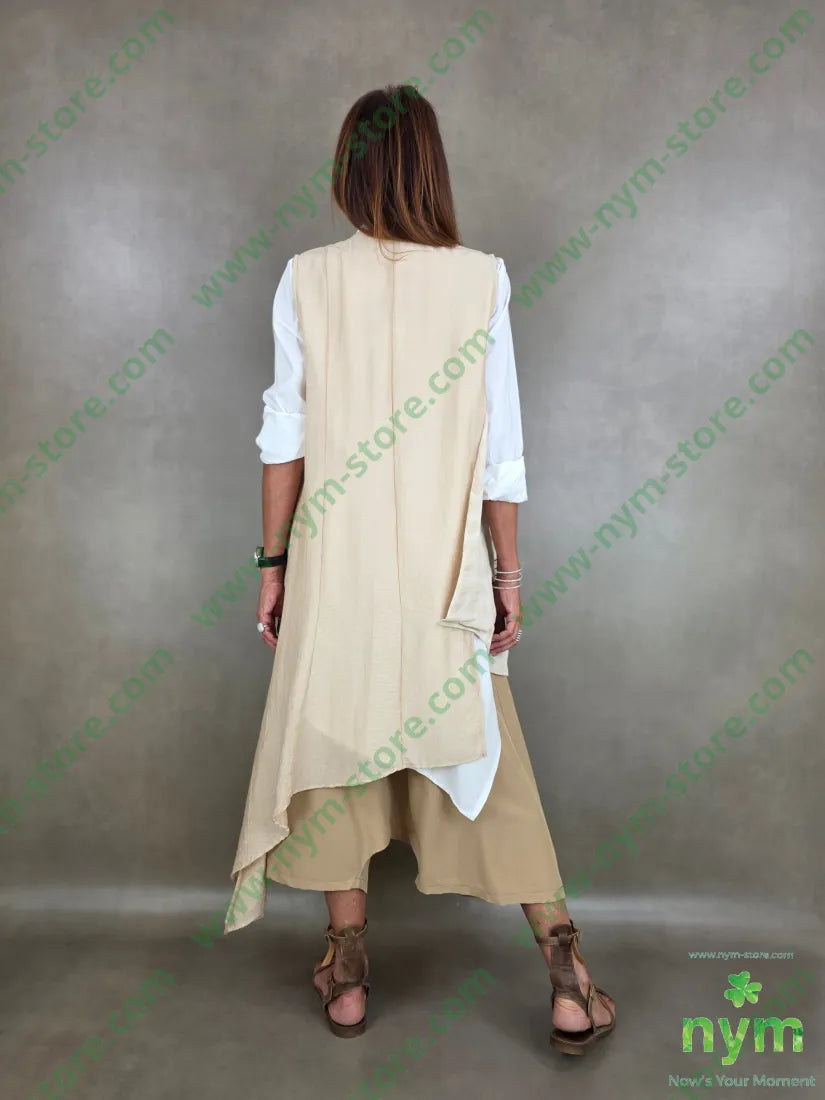 gilet tessuto goffrato aperto 50vi27pl23co - U / SABBIA / PE26 - CAPOSPALLA