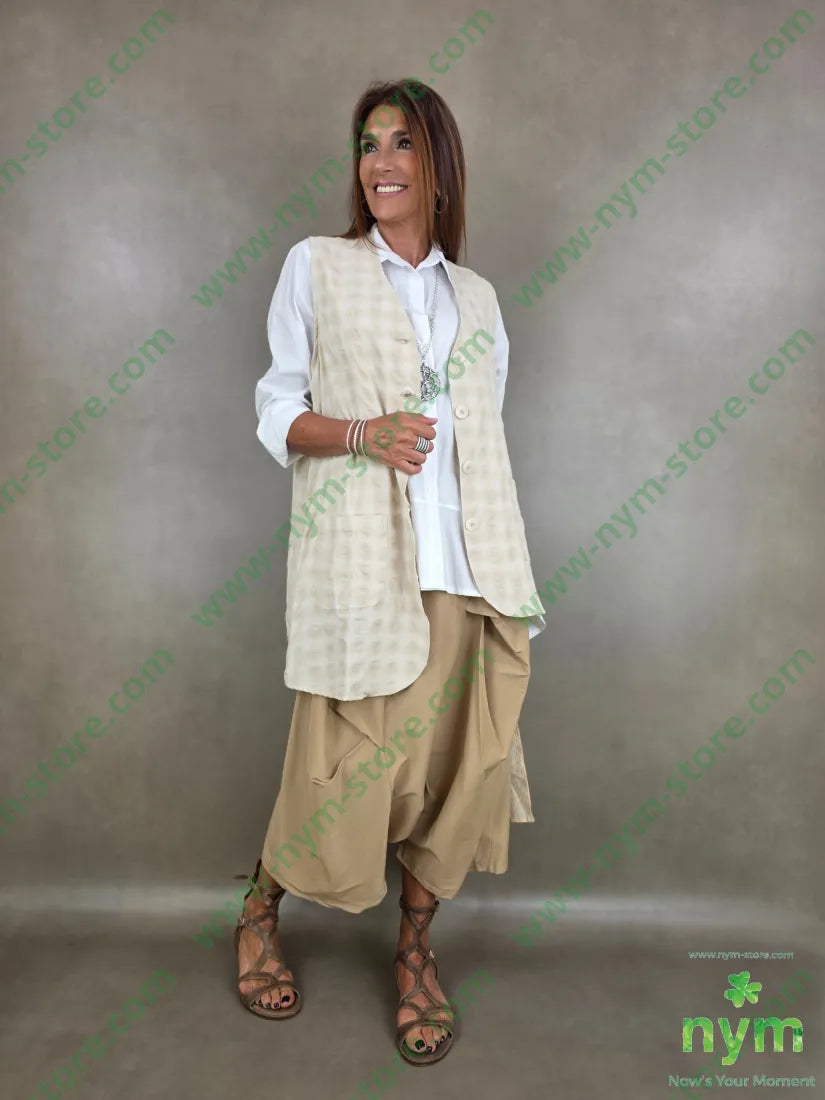gilet tessuto goffrato aperto 50vi27pl23co - U / SABBIA / PE26 - CAPOSPALLA