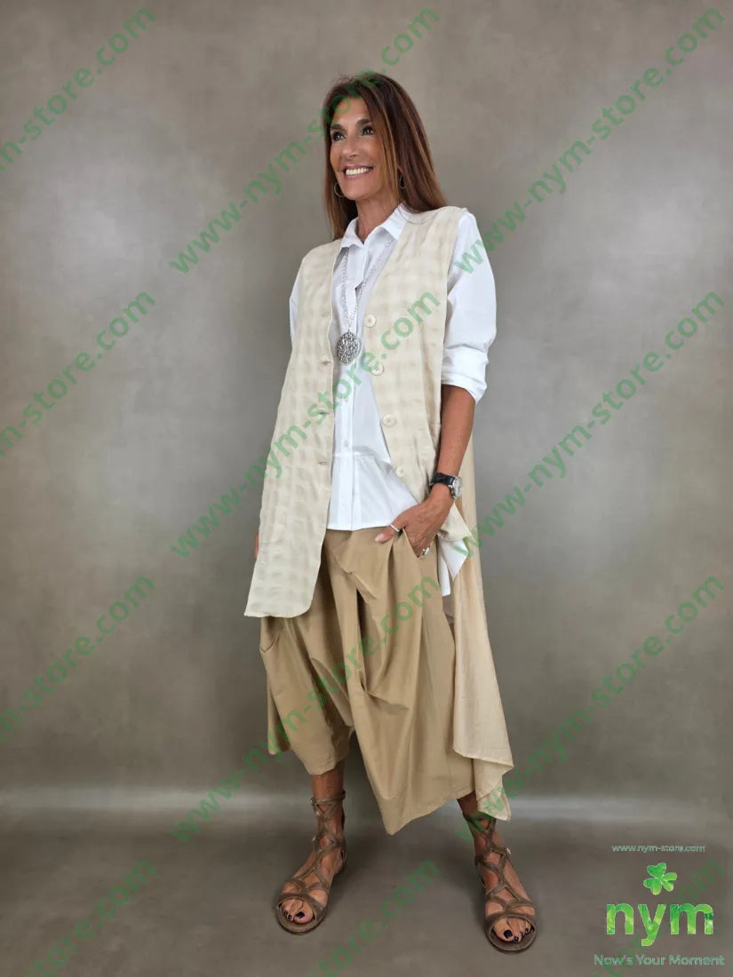 gilet tessuto goffrato aperto 50vi27pl23co - U / SABBIA / PE26 - CAPOSPALLA