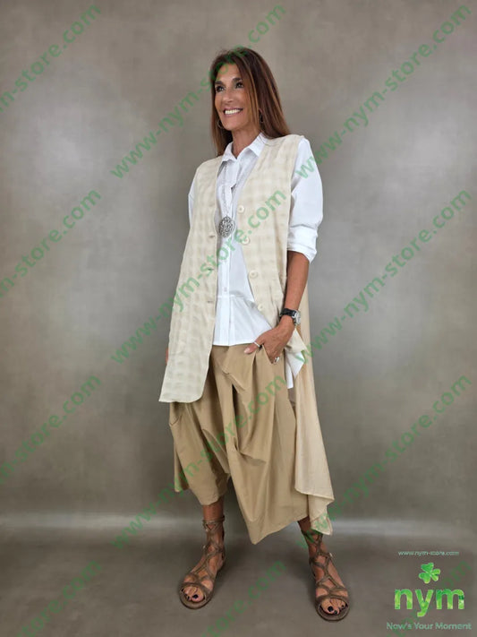 gilet tessuto goffrato aperto 50vi27pl23co - U / SABBIA / PE26 - CAPOSPALLA