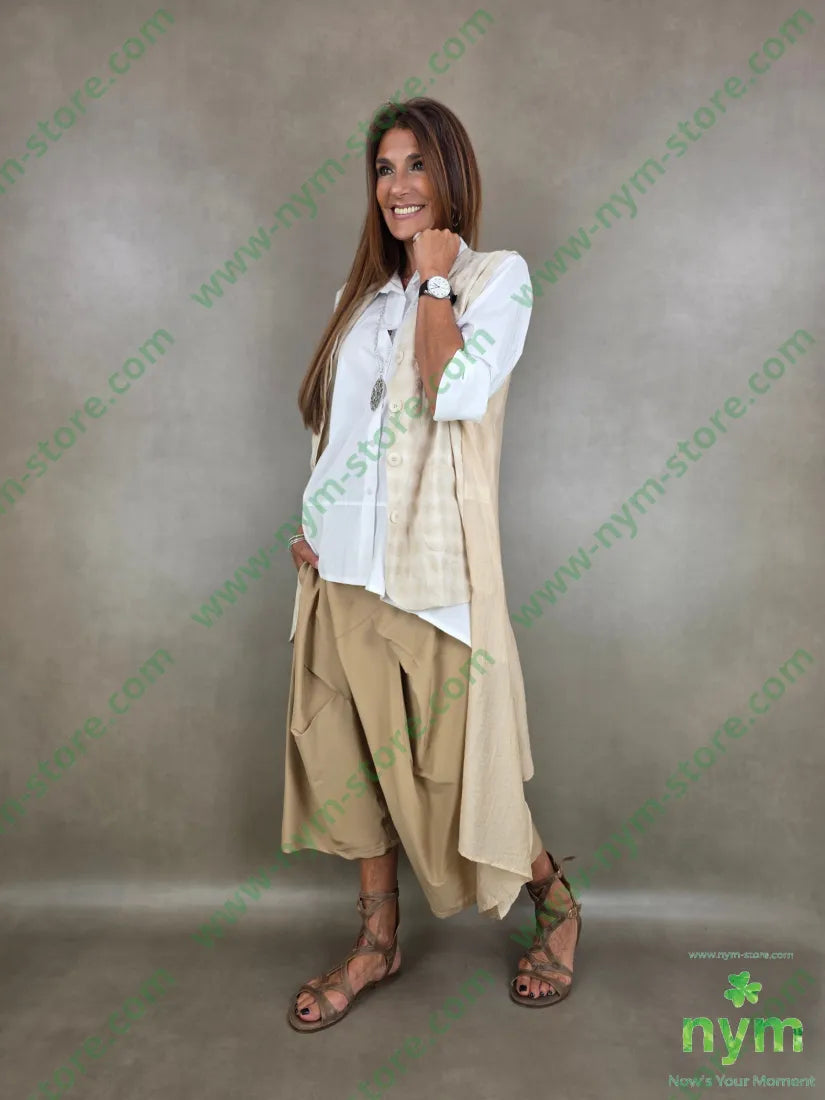 gilet tessuto goffrato aperto 50vi27pl23co - U / SABBIA / PE26 - CAPOSPALLA
