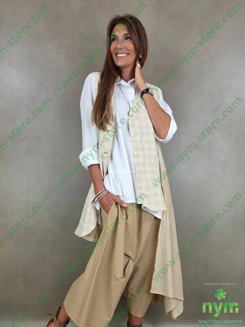 gilet tessuto goffrato aperto 50vi27pl23co - U / SABBIA / PE26 - CAPOSPALLA