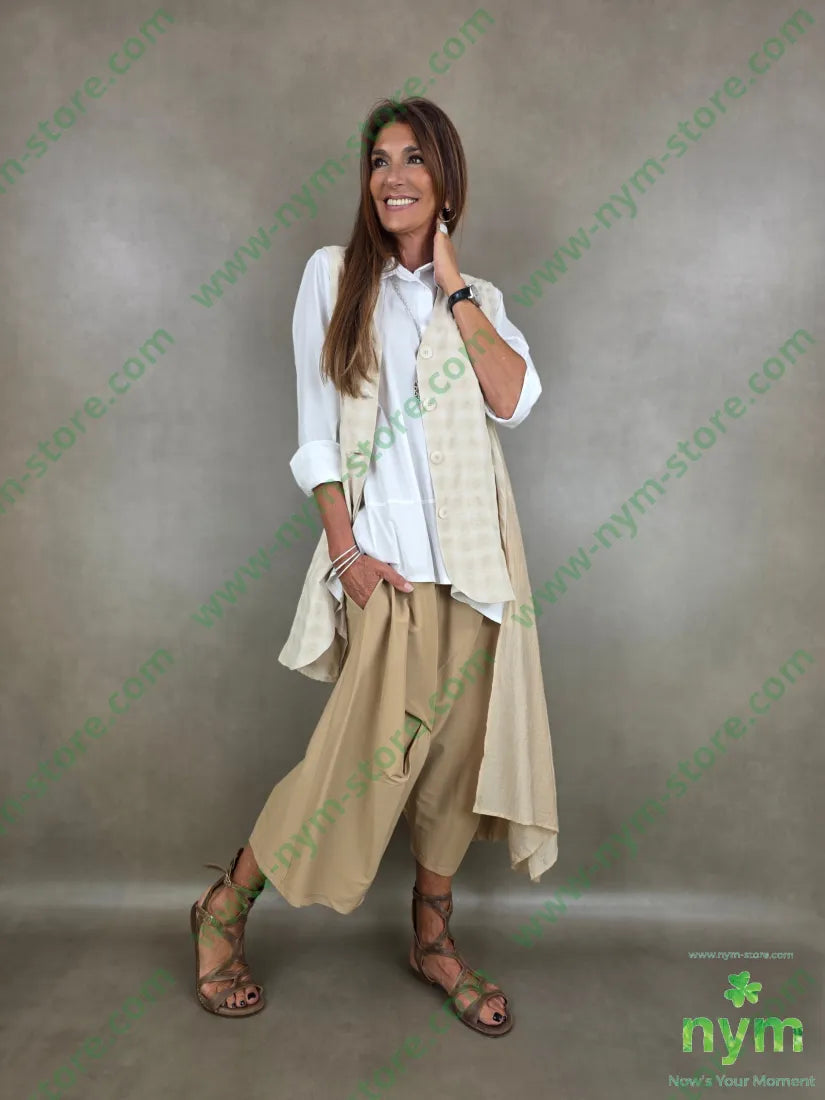gilet tessuto goffrato aperto 50vi27pl23co - U / SABBIA / PE26 - CAPOSPALLA
