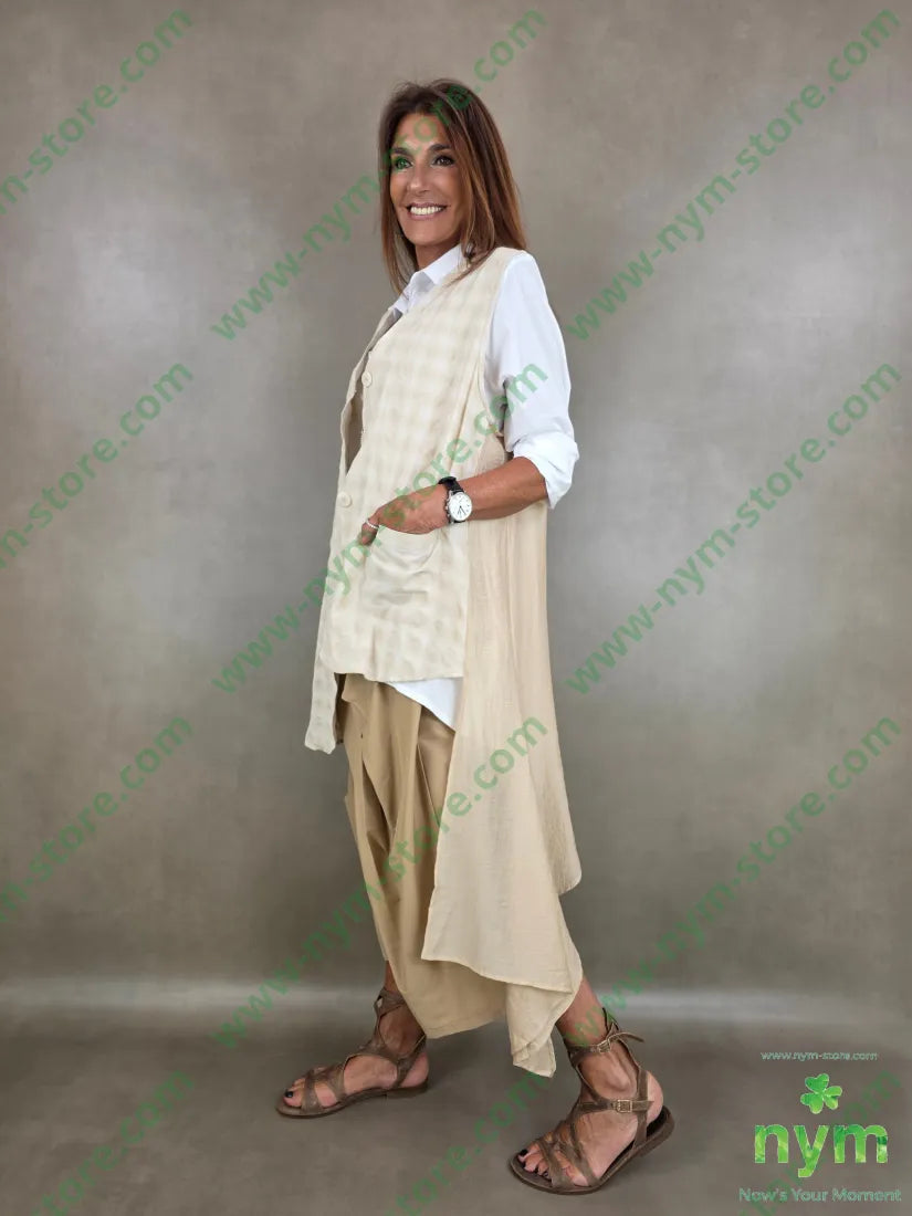 gilet tessuto goffrato aperto 50vi27pl23co - U / SABBIA / PE26 - CAPOSPALLA