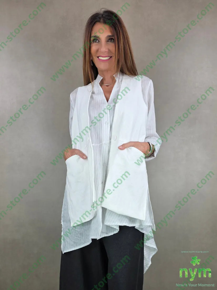 gilet trapezio interno ricamo 50pl30ny20co U / PANNA / PE26 CAPOSPALLA