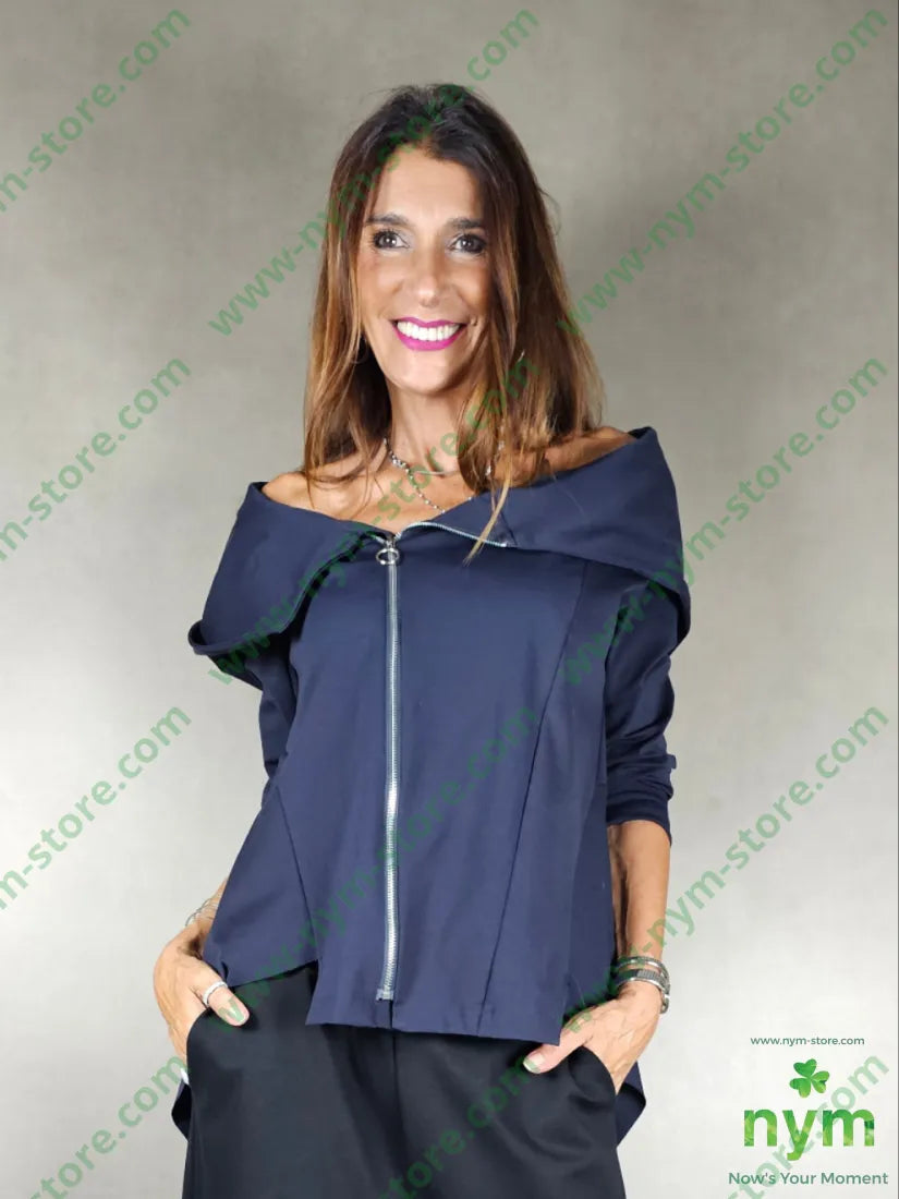 giubbotto cappuccio cerniera 52co40pa8ea U / BLU / AI25 CAPOSPALLA