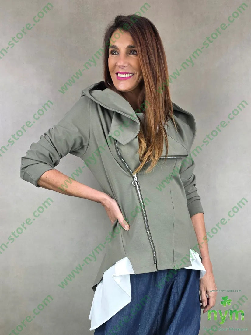 giubbotto cappuccio cerniera 52co40pa8ea U / MILITARE / AI25 CAPOSPALLA