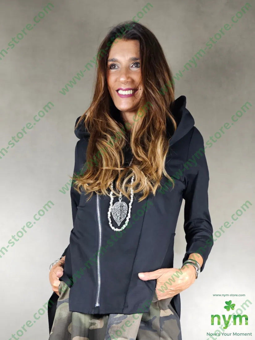 giubbotto cappuccio cerniera 52co40pa8ea U / NERO / AI25 CAPOSPALLA