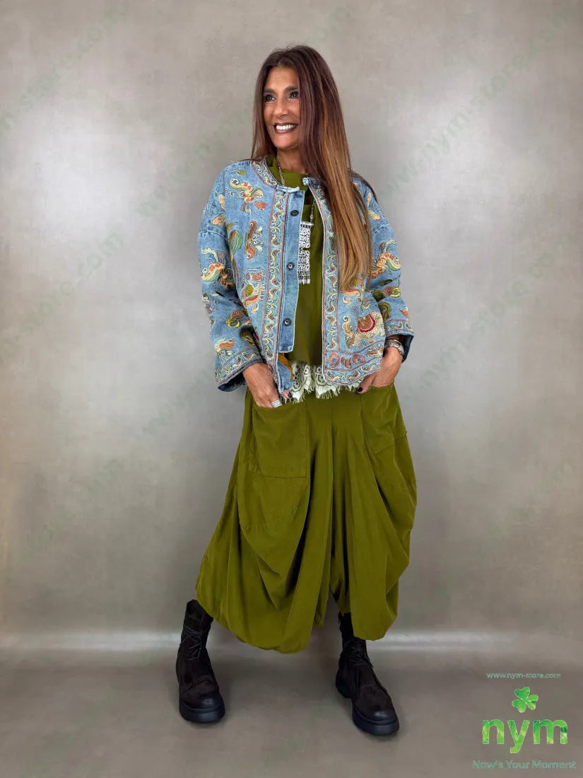 Giubbotto jeans foderato ricami 75co25pl - U / BLU / AI26 - GIUBBOTTO