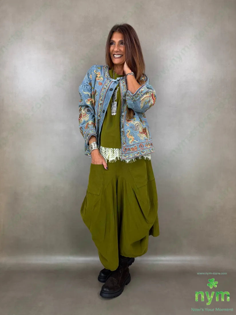 Giubbotto jeans foderato ricami 75co25pl - U / BLU / AI26 - GIUBBOTTO