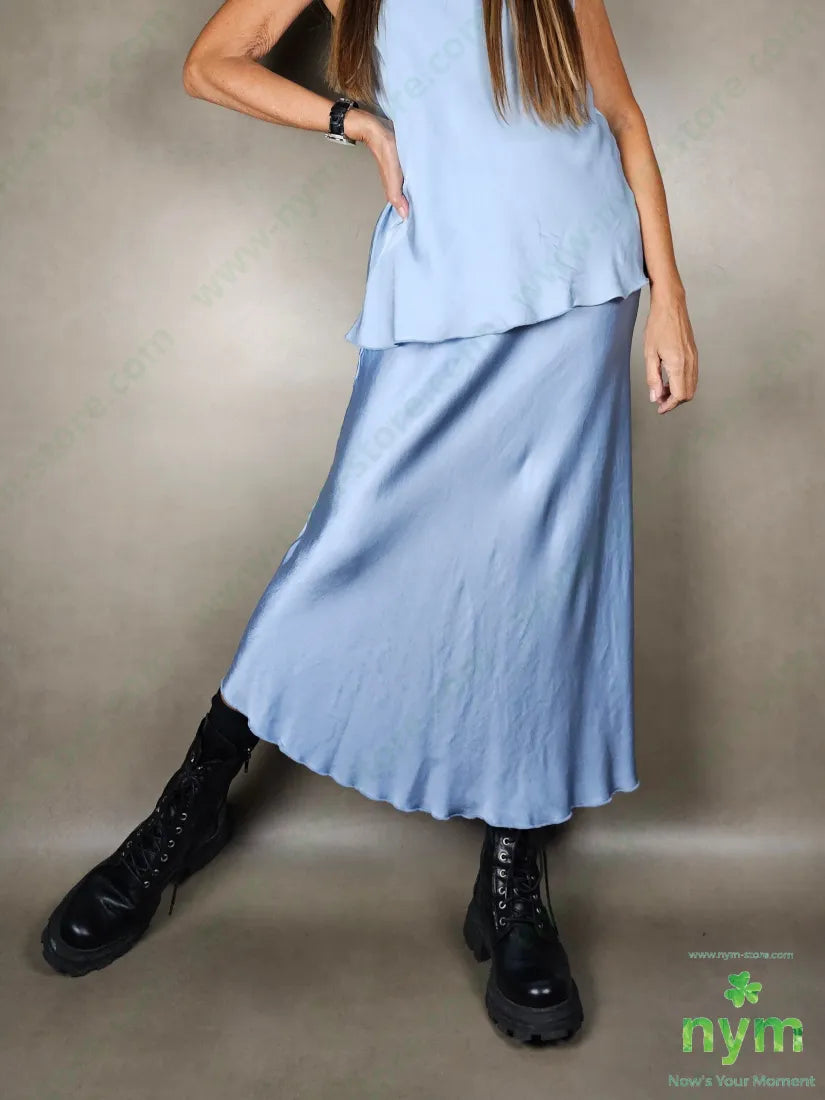 gonna longuette raso viscosa U / AZZURRO / PE25 GONNA