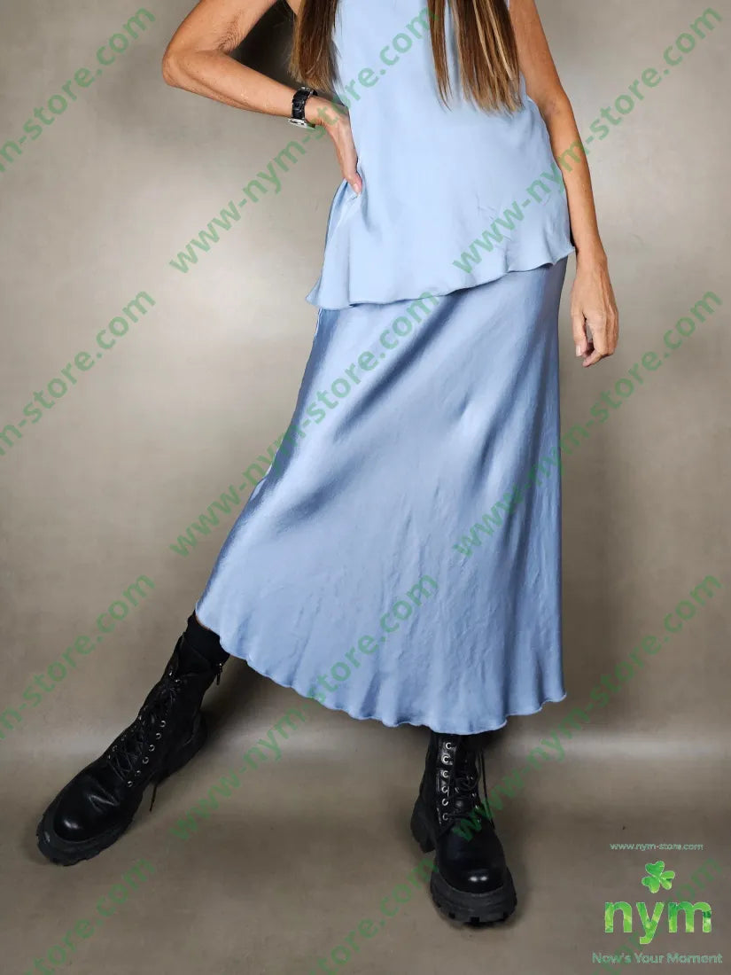 gonna longuette raso viscosa U / AZZURRO / PE25 GONNA