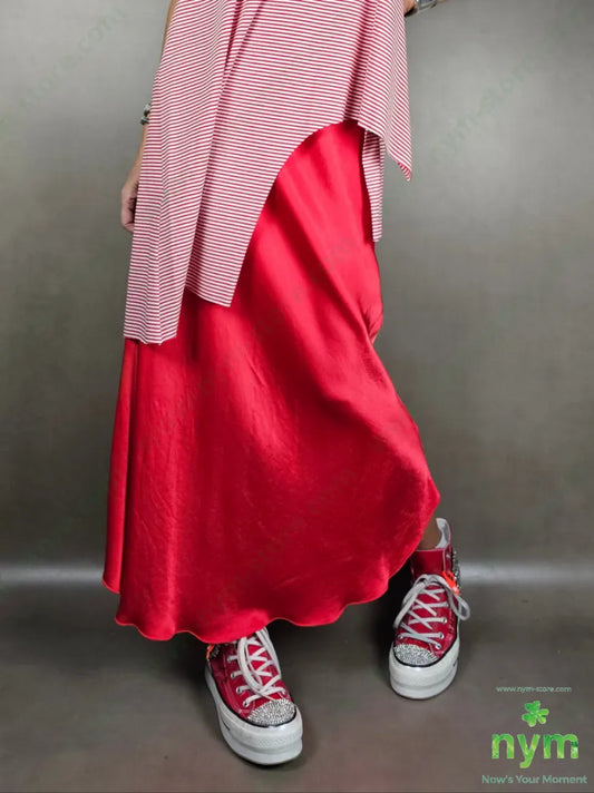 gonna longuette raso viscosa U / ROSSO / PE25 GONNA