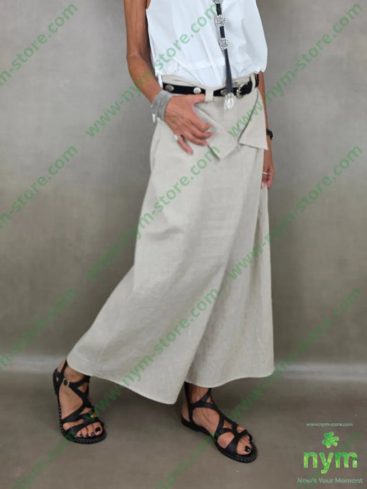 gonna lunga tessuto lino 68co17li13pl2e - 1 / SABBIA / PE26 - GONNA