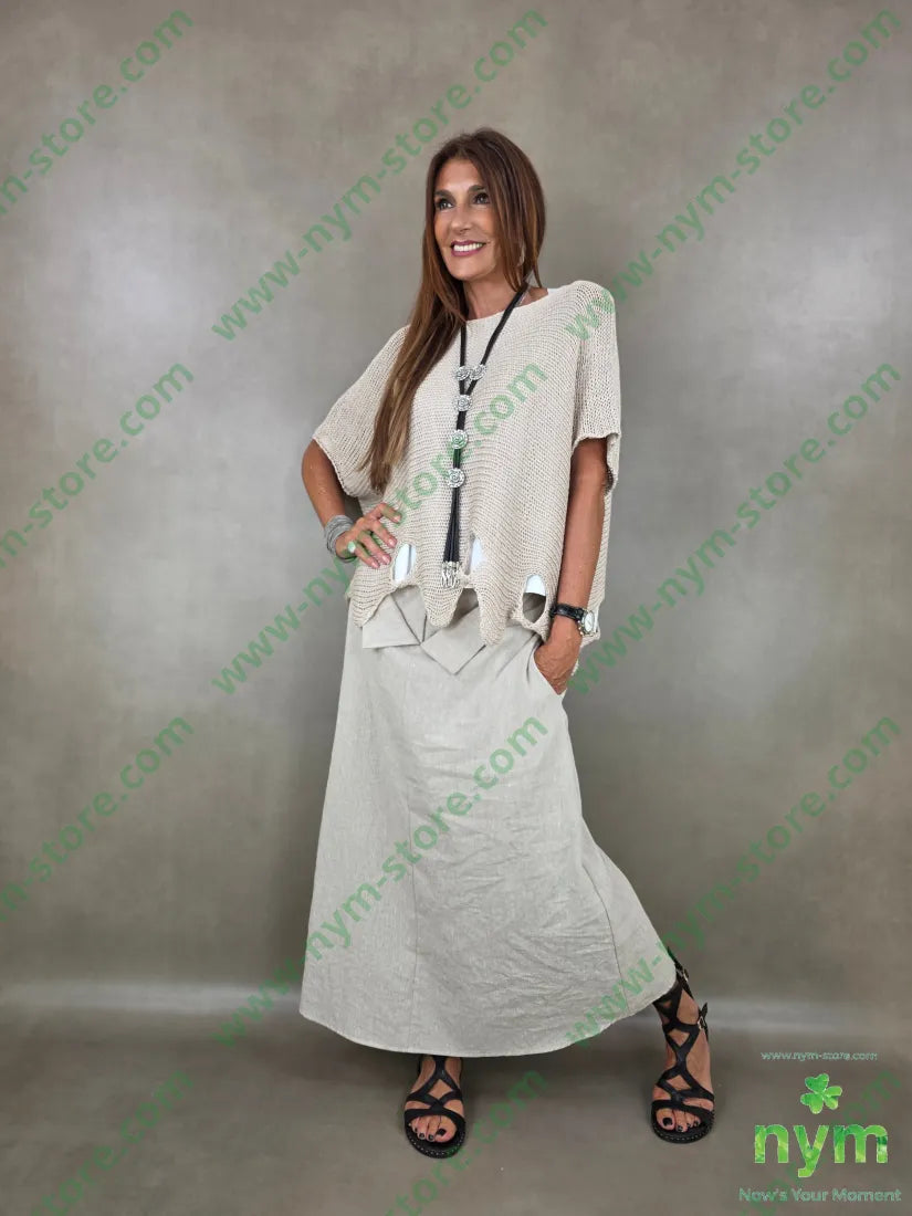 gonna lunga tessuto lino 68co17li13pl2e - GONNA