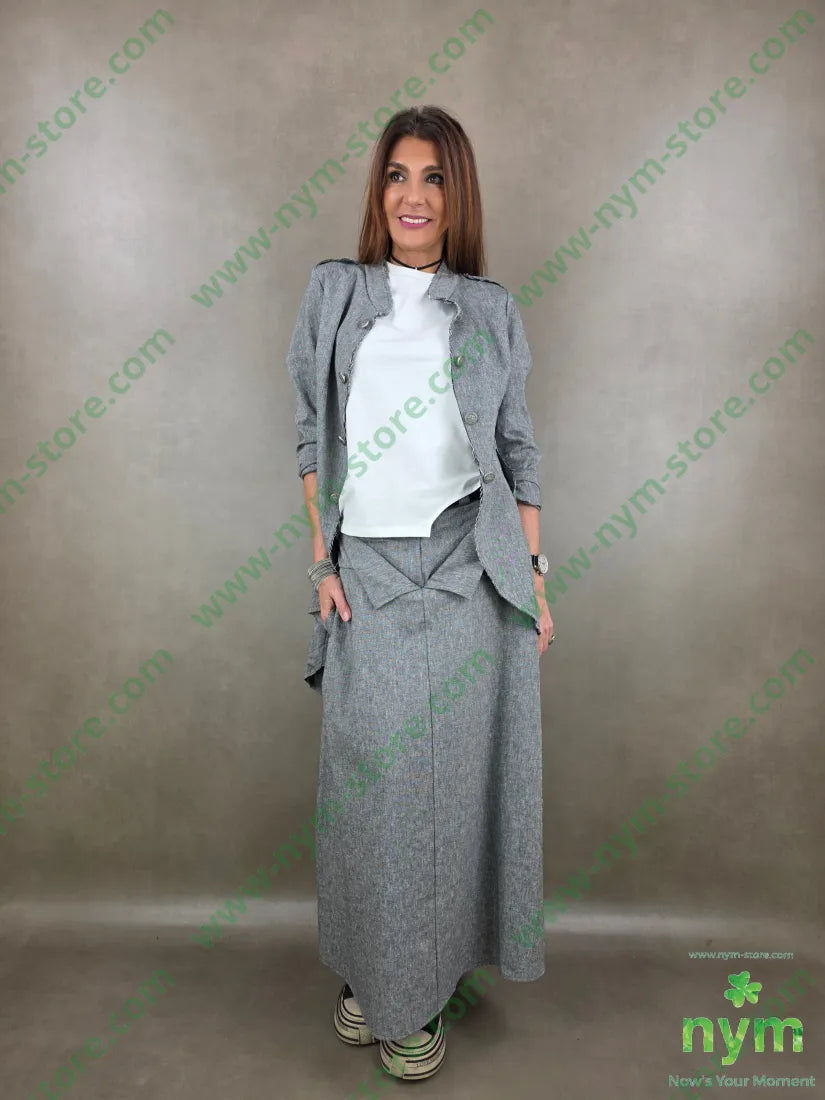 gonna lunga tessuto lino 68co17li13pl2e - GONNA