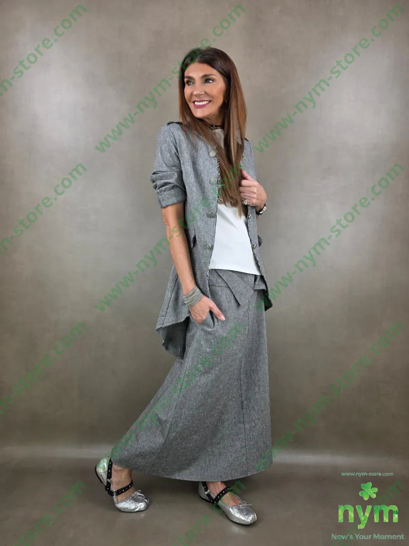 gonna lunga tessuto lino 68co17li13pl2e - GONNA