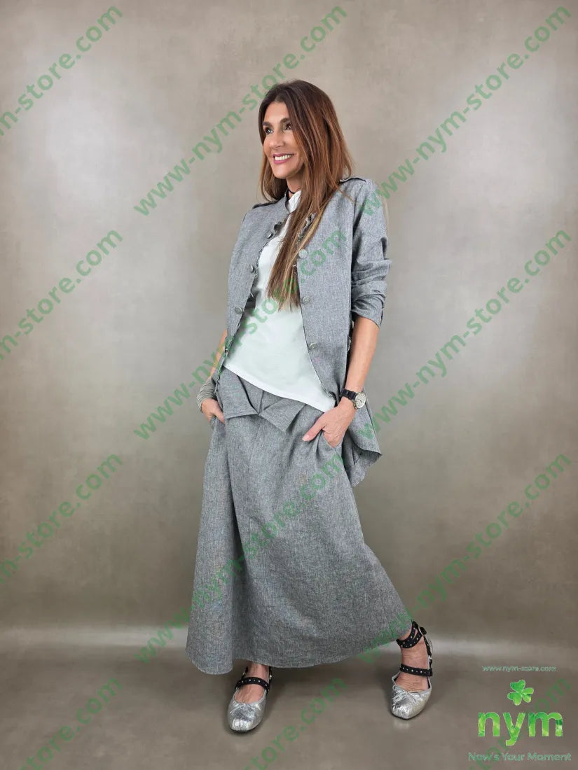 gonna lunga tessuto lino 68co17li13pl2e - GONNA