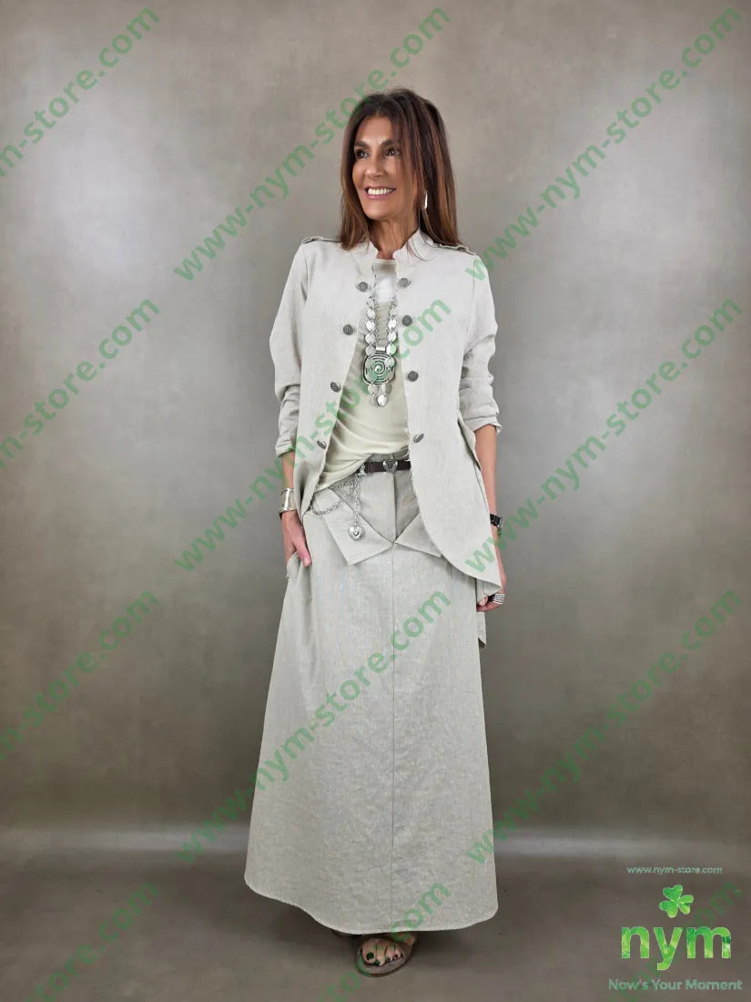 gonna lunga tessuto lino 68co17li13pl2e - GONNA