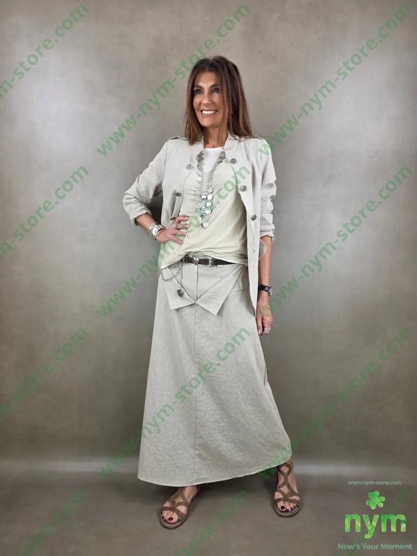 gonna lunga tessuto lino 68co17li13pl2e - GONNA