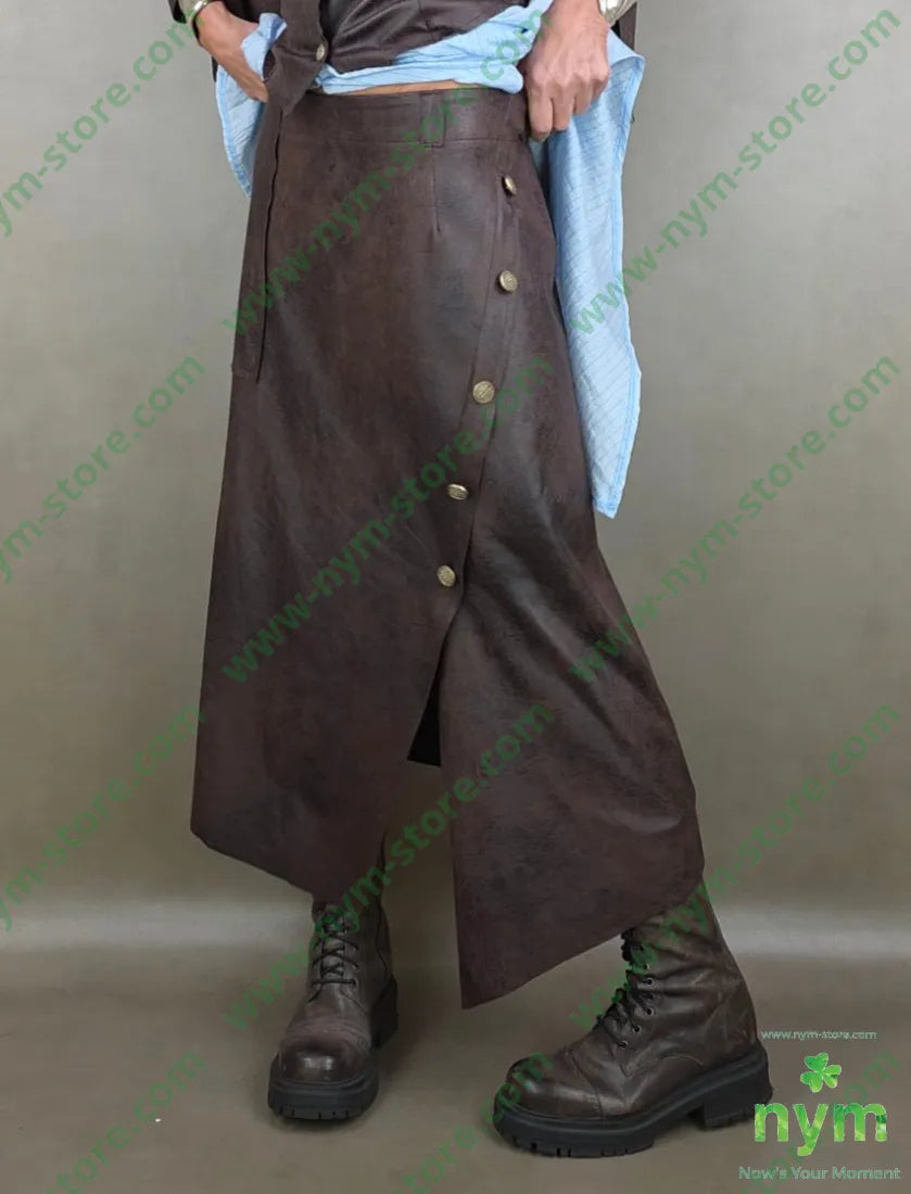 gonna pelle invecchiata 90pl10ea 1 / MARRONE / PE26 GONNA