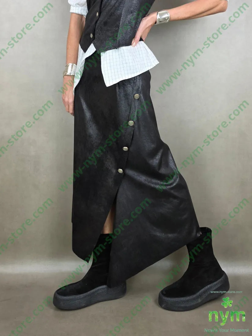 gonna pelle invecchiata 90pl10ea 1 / NERO / PE26 GONNA