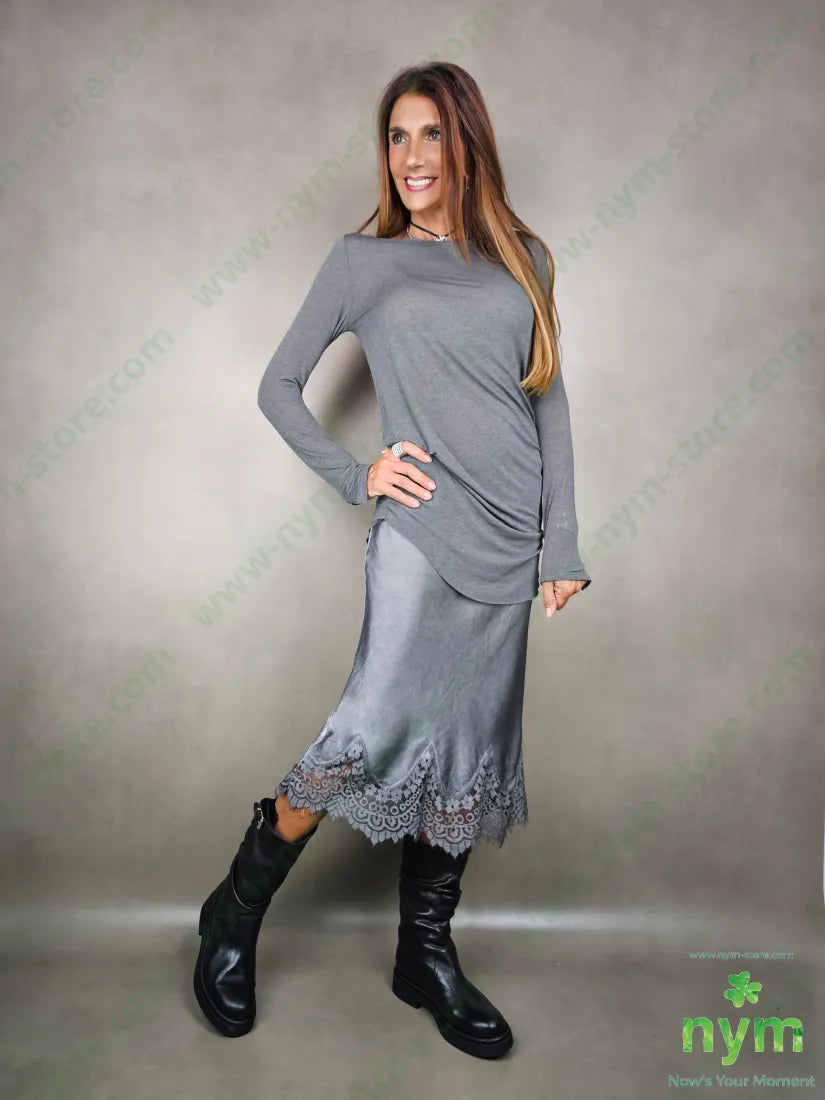 gonna pizzo fondo midi 100vi GONNA