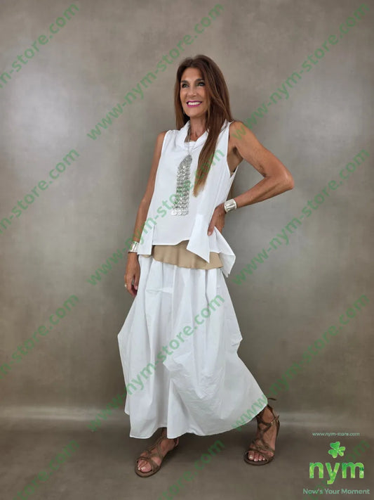 gonna puro cotone stropicciata 100co - U / BIANCO / PE26 - GONNA
