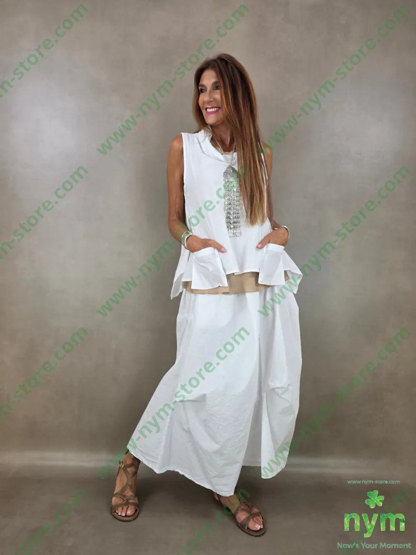 gonna puro cotone stropicciata 100co - U / BIANCO / PE26 - GONNA