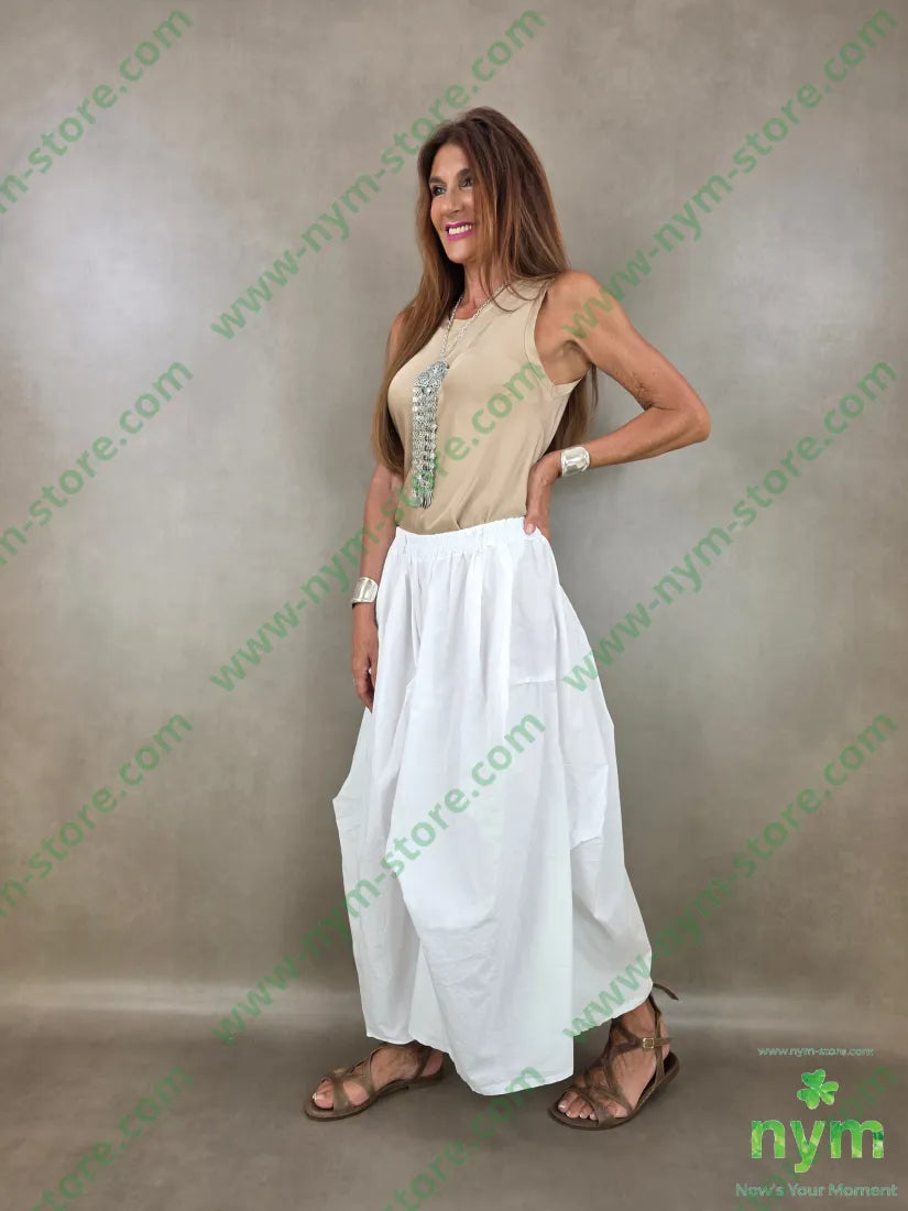 gonna puro cotone stropicciata 100co - U / BIANCO / PE26 - GONNA