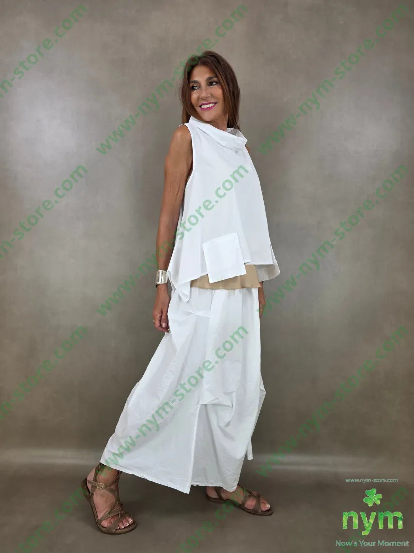 gonna puro cotone stropicciata 100co - U / BIANCO / PE26 - GONNA