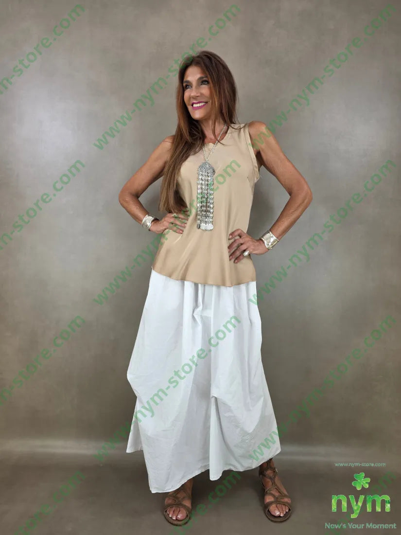 gonna puro cotone stropicciata 100co - U / BIANCO / PE26 - GONNA