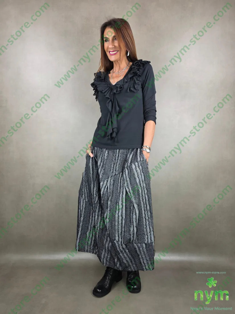 gonna vichy e tulle 93co7pl U / NERO / PE26 GONNA