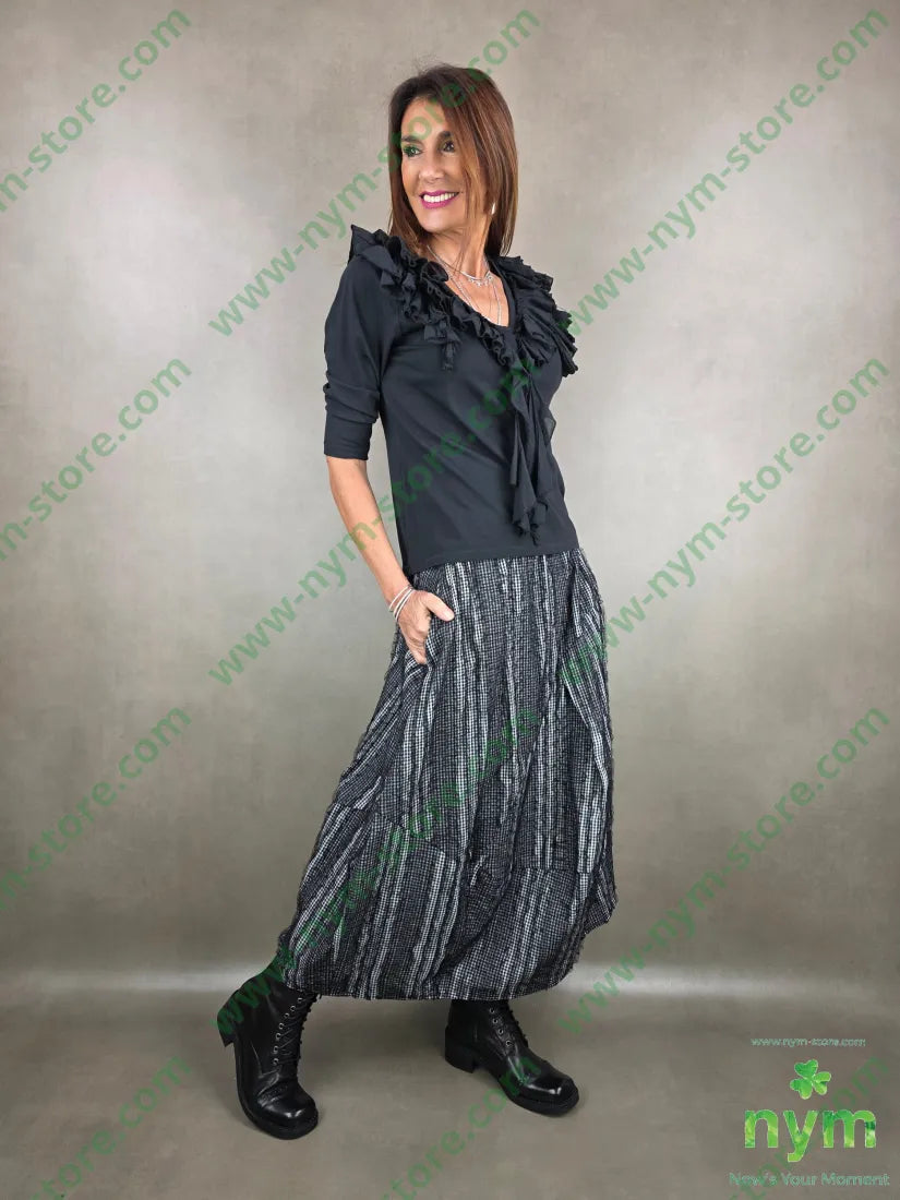 gonna vichy e tulle 93co7pl U / NERO / PE26 GONNA